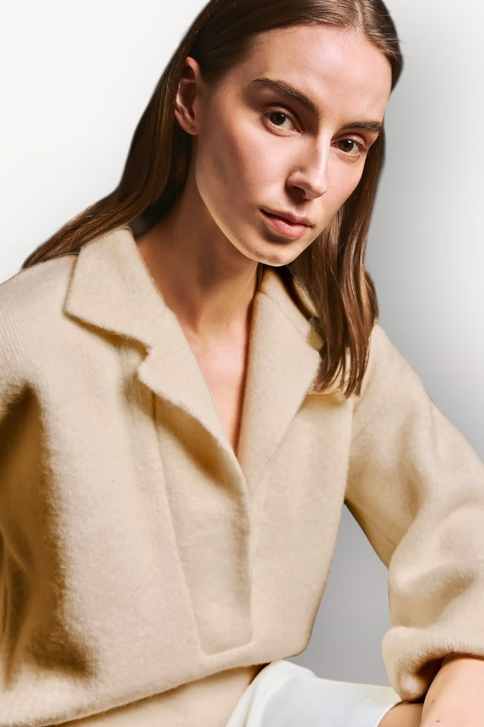 Tailor Made - Minimal Πλεκτό Φούτερ Υπόλευκο