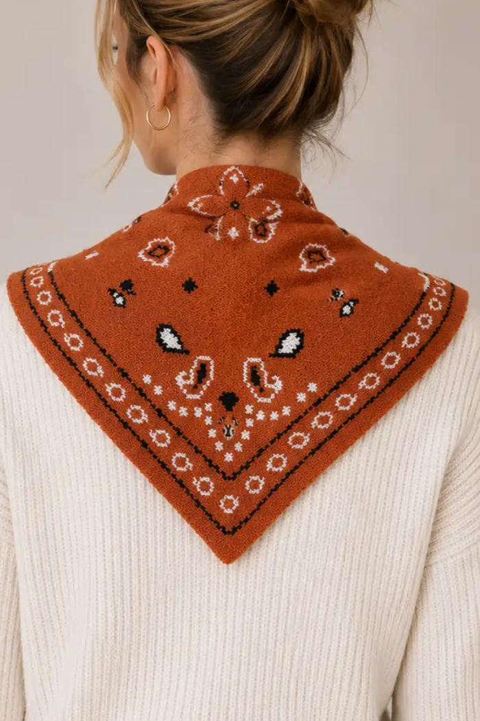Lineta - Παχύ Τριγωνικό Μαντήλι Orange Bandana 102x36 cm