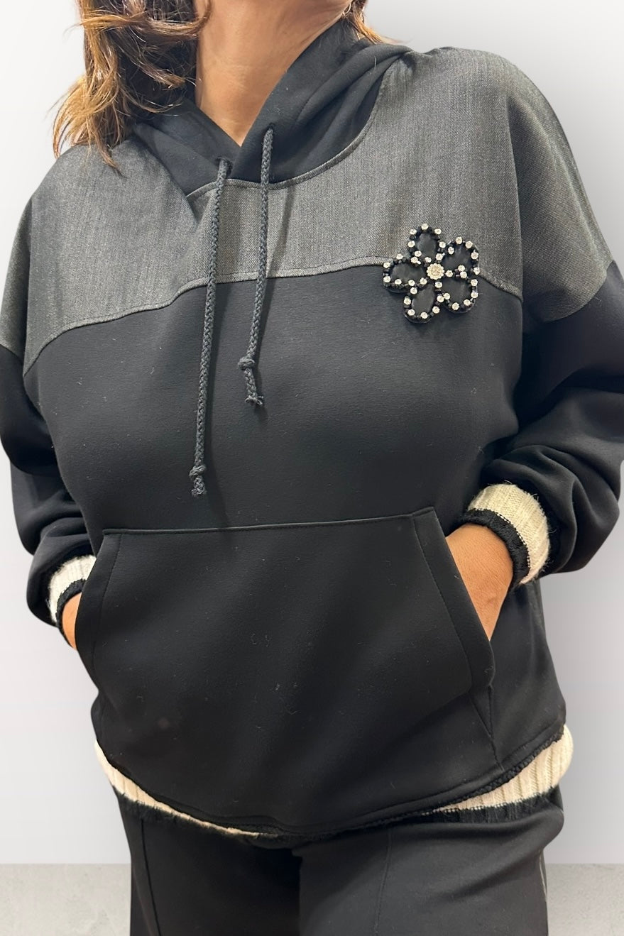 Eighty2 by Figaro - Φούτερ με Κουκούλα & Διακοσμητικό με Στρας