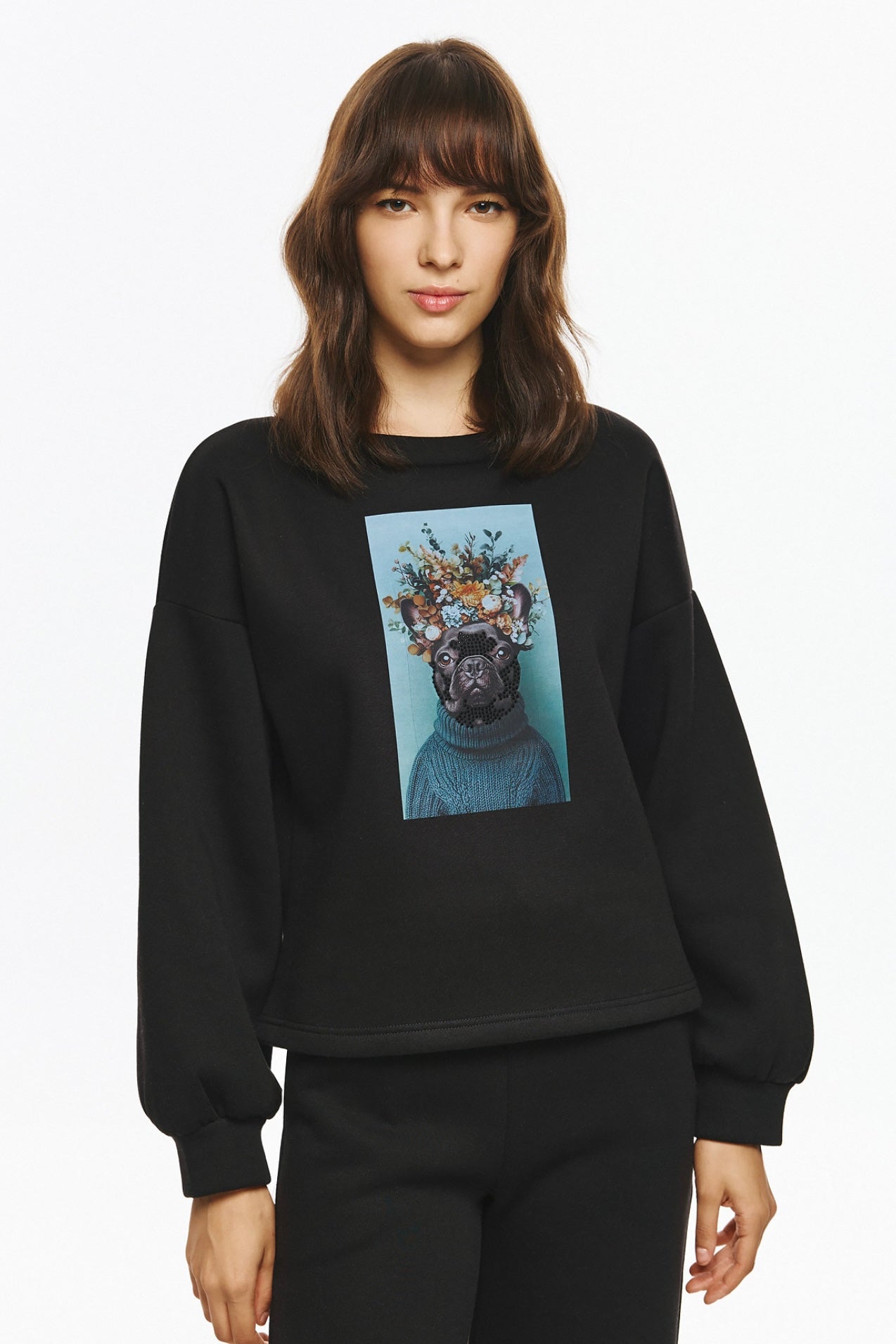 Unitee- Φούτερ Μπλούζα με Γαλλικό Μπουλντόγκ