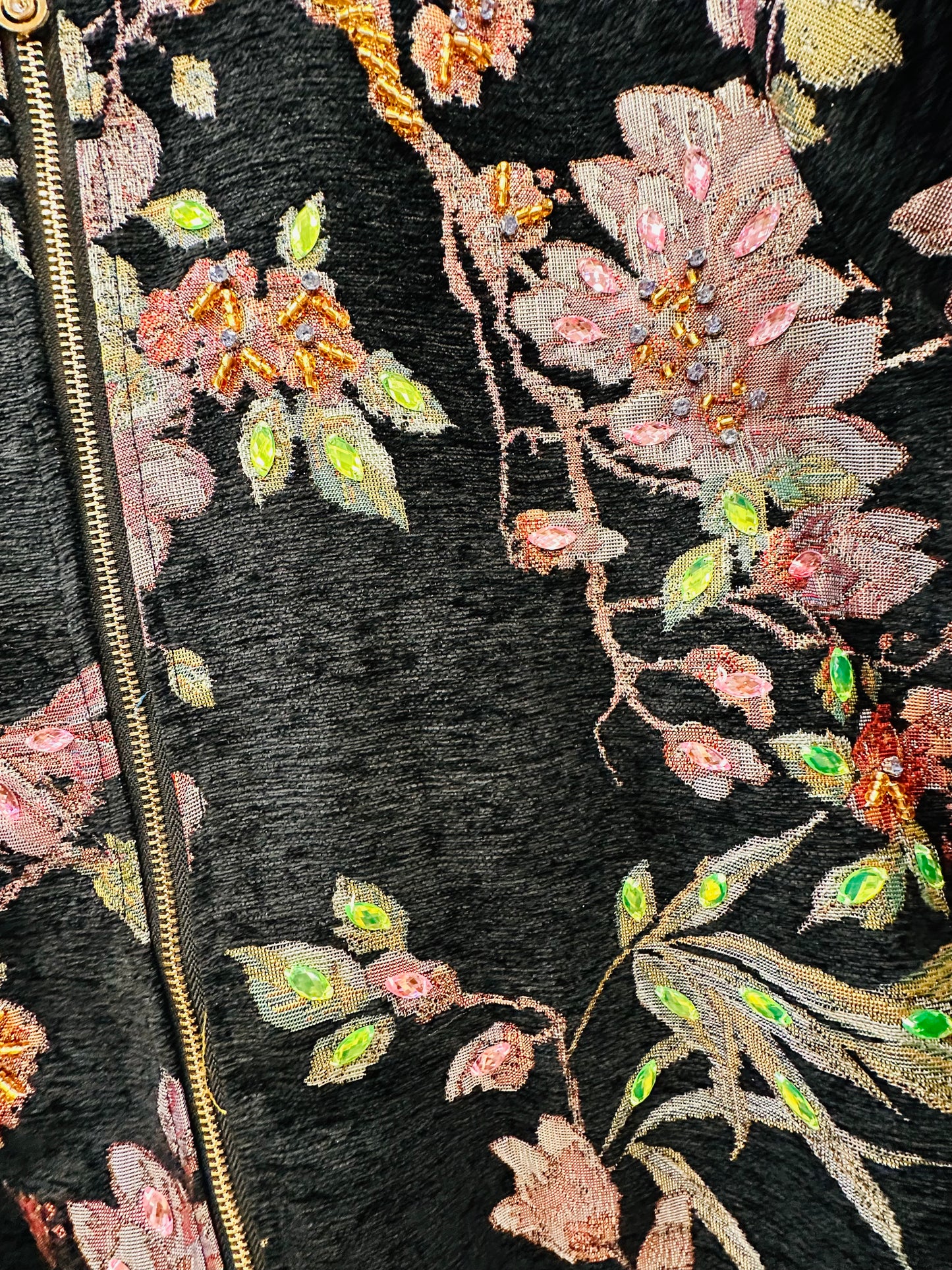 Charizma - Πανωφόρι Bomber με Ανάγλυφο Ανθοκέντημα & Παγιέτες Μαύρο