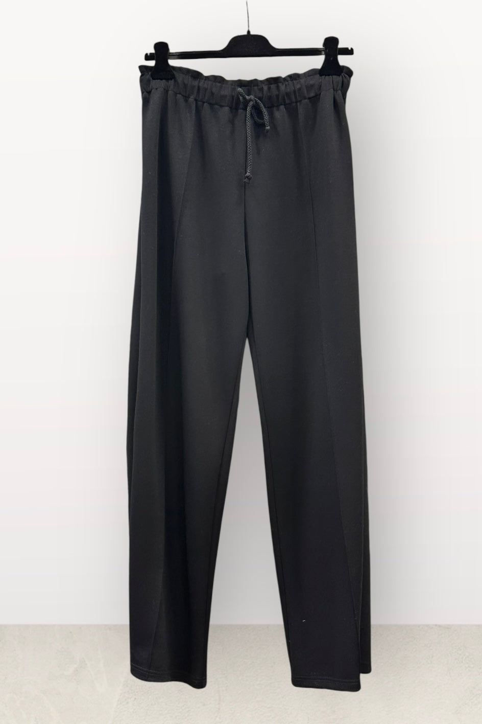 Figaro - Φαρδιά Παντελόνα με Λάστιχο & Ρίγα στο Πλάι Μαύρη