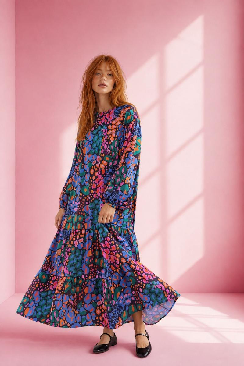 Minuu by Sourloulou- Mista Maxi Φόρεμα με Πολύχρωμο Abstract Print