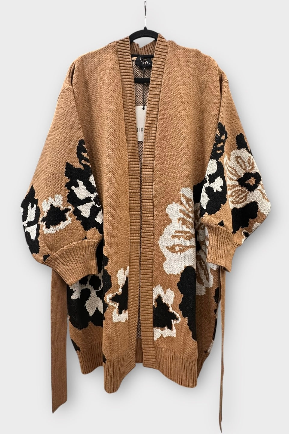 Figaro - Πλεκτή Μακριά Ζακέτα Belted Knit Καφέ