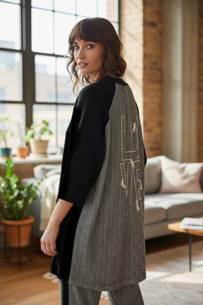 Figaro - Ψηλόμεσο Μαύρο Ψαροκόκαλο Παντελόνι με Ρίγα στο Πλάι και Λάστιχο