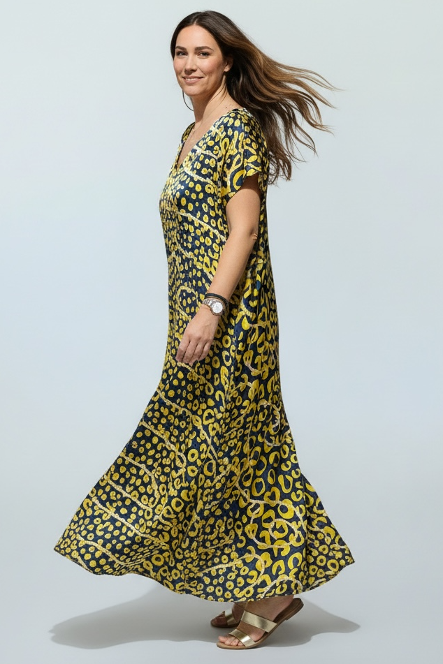 Anlyta - Oversized Καφτάνι Silk Touch Pop Cheetah Blue