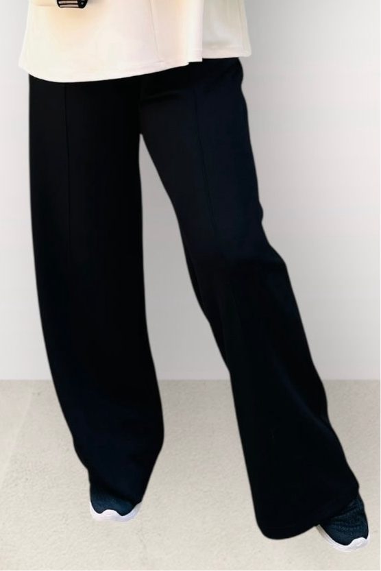 Eighty2 by Figaro - Παντελόνα με Λάστιχο & Κορδόνι στη Μέση Μαύρη