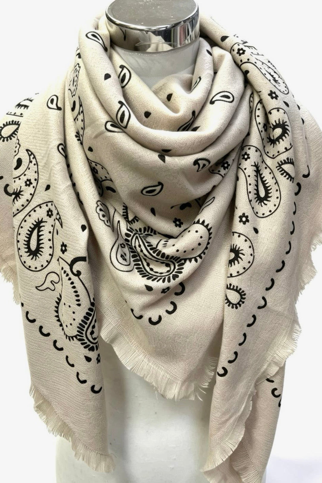 Lineta - Μεγάλο Τετράγωνο Μαντήλι Taupe Bandana 135x135cm