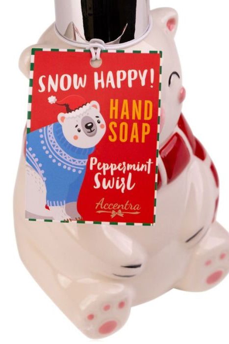 Accentra Winter Classics- Σαπούνι χεριών Peppermint Swirl 350ml σε Polar Bear συσκευασία