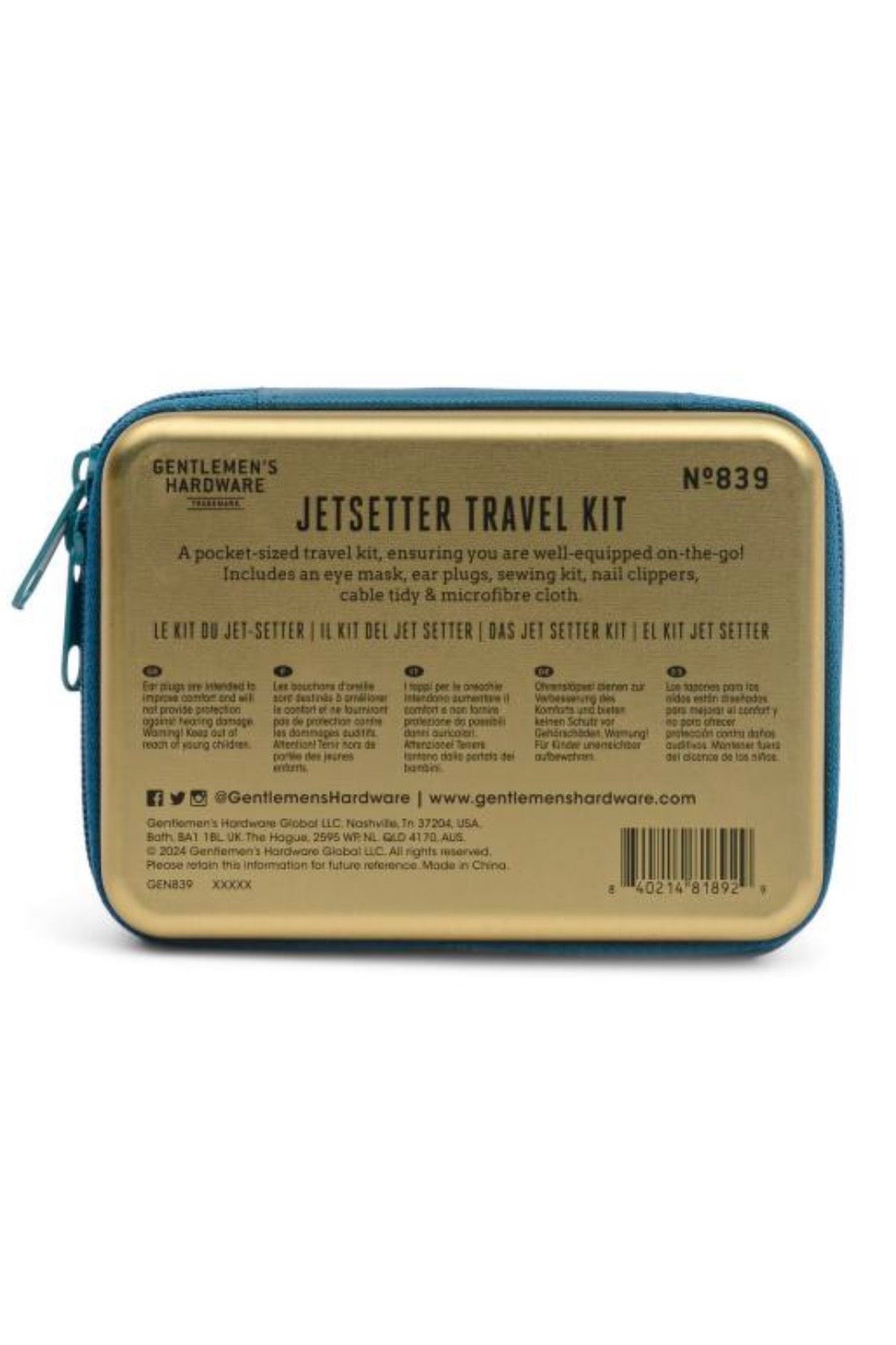 Gentlemen's Hardware Jet Setter– Σετ Ταξιδιού σε Μεταλλικό Κουτί