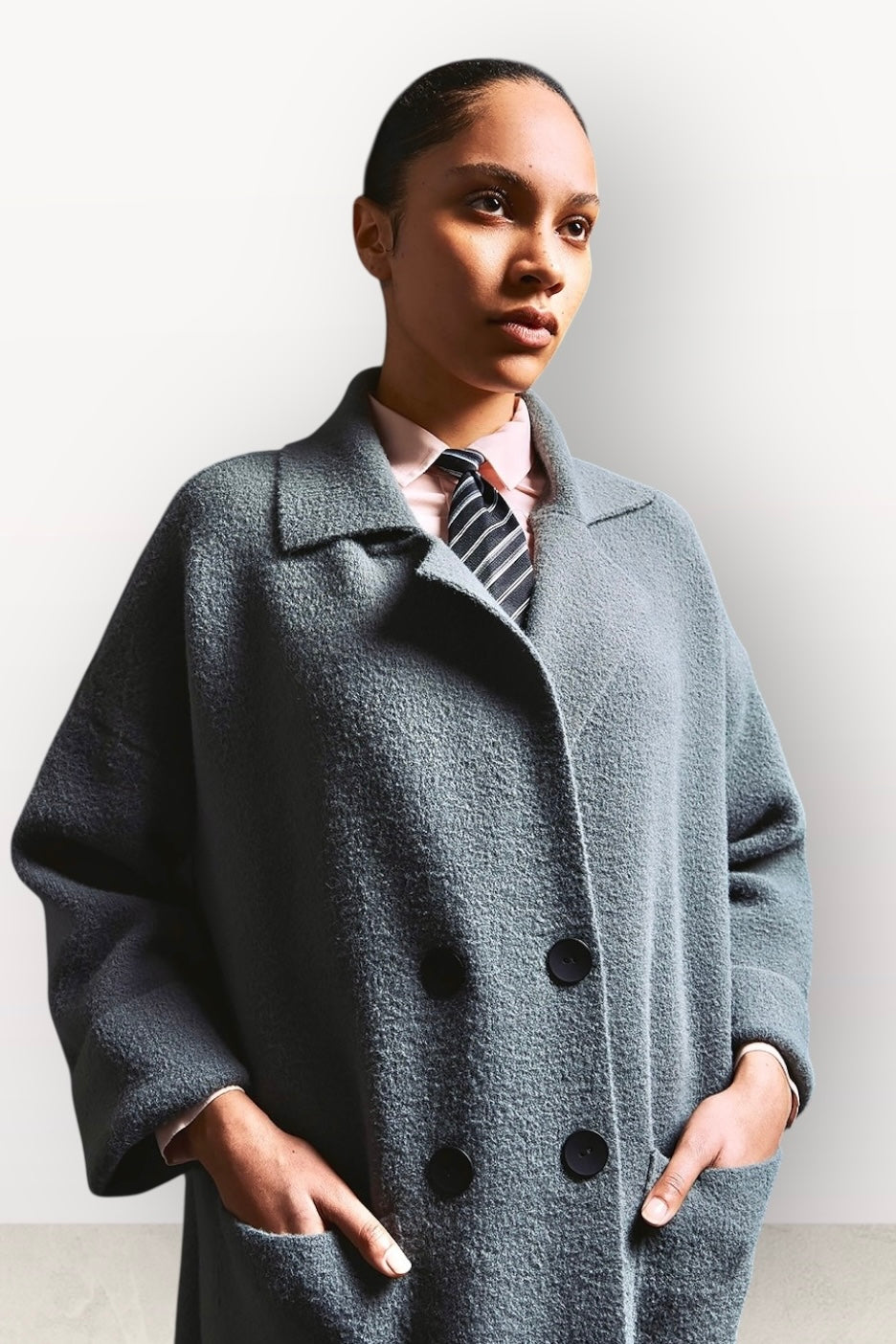 Tailor Made - Πλεκτή Μακριά Ζακέτα με Κουμπιά Γκρι