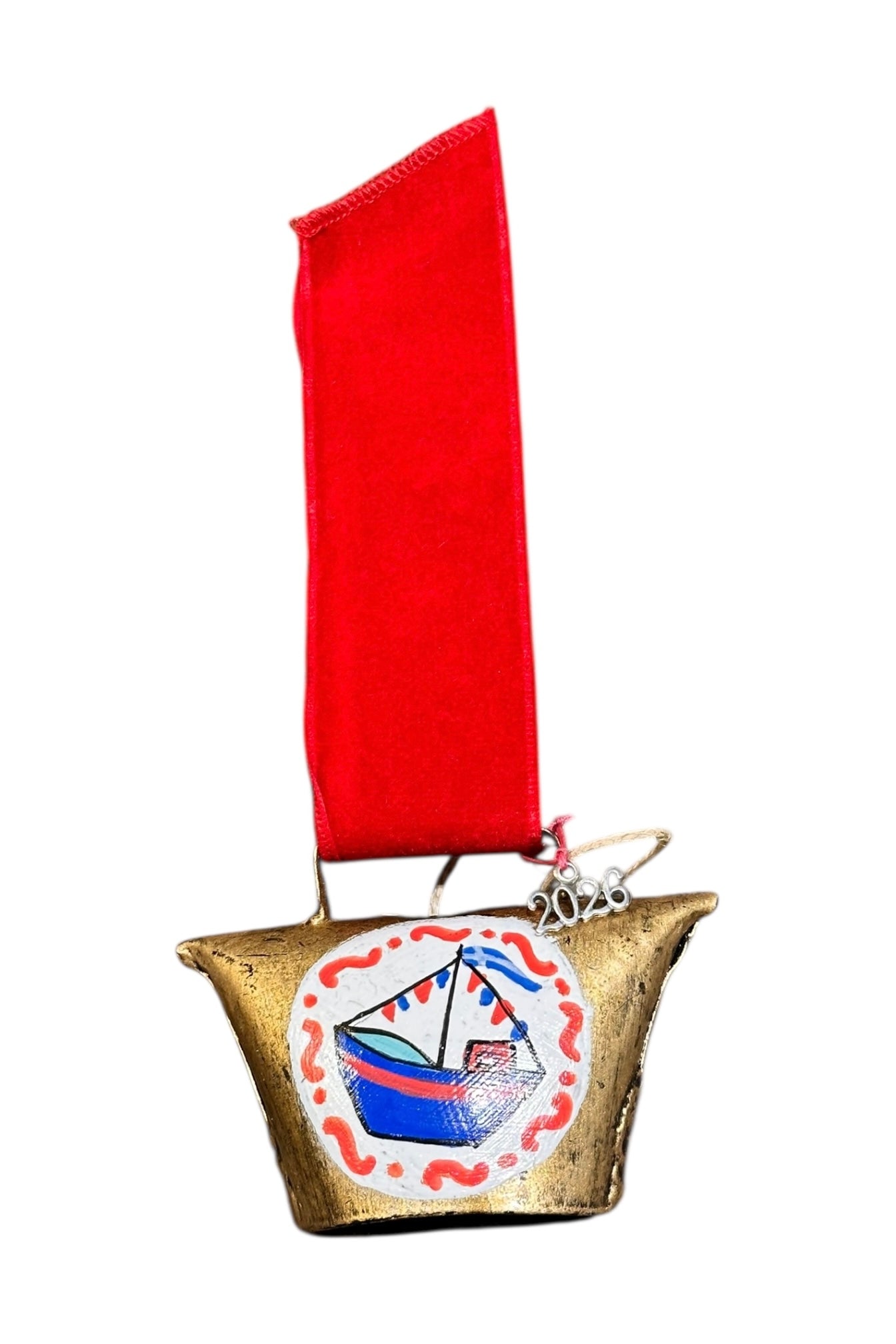 Maria Davilla - Χειροποίητο Ζωγραφισμένο Μεταλλικό Κουδούνι Καραβάκι