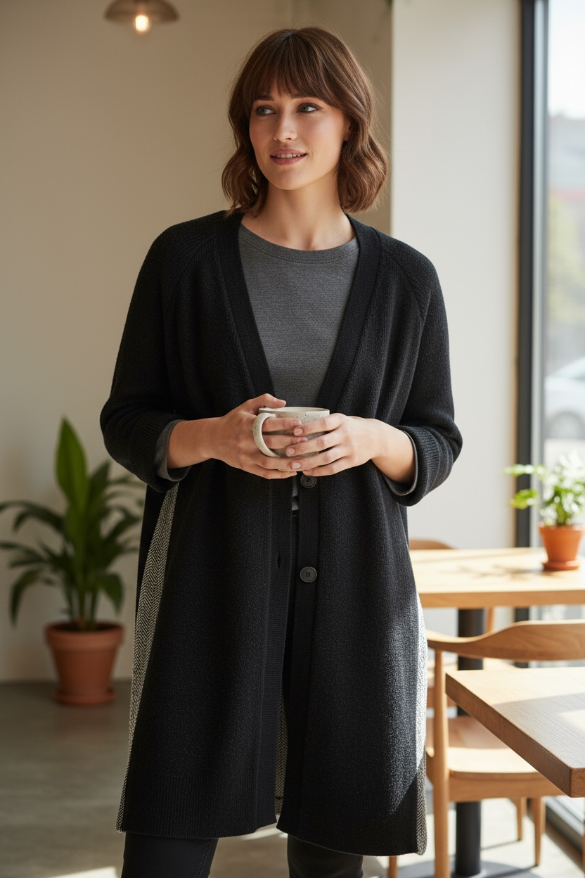 Figaro - Ψηλόμεσο Μαύρο Παντελόνι με Ρίγα Ψαροκόκαλο στο Πλάι και Λάστιχο