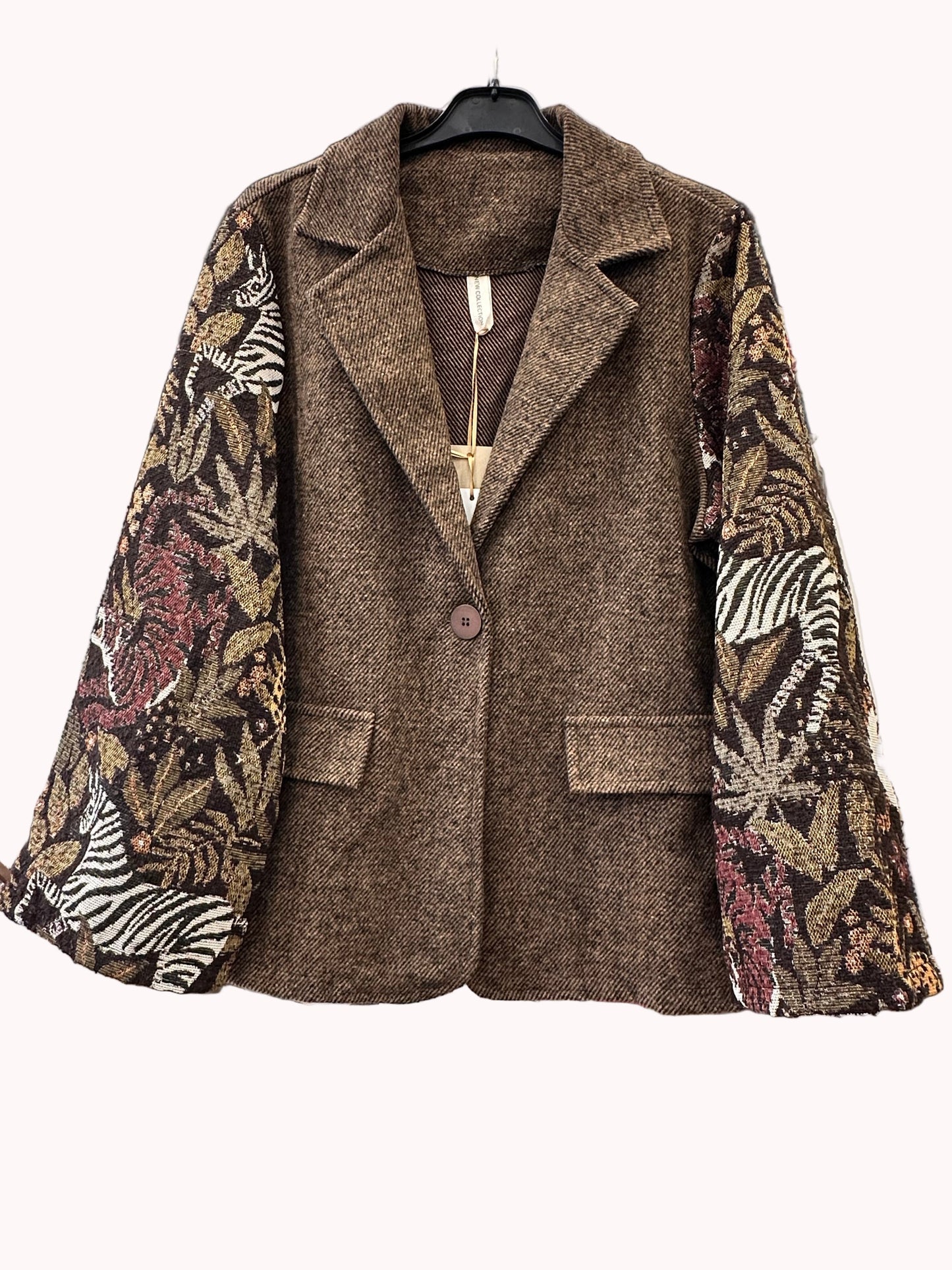 Charizma - Καφέ Σακάκι με Μπροκάρ Μανίκια