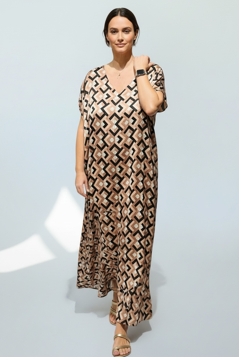 Anlyta - Oversized Καφτάνι Silk Touch Tally Candy Choco