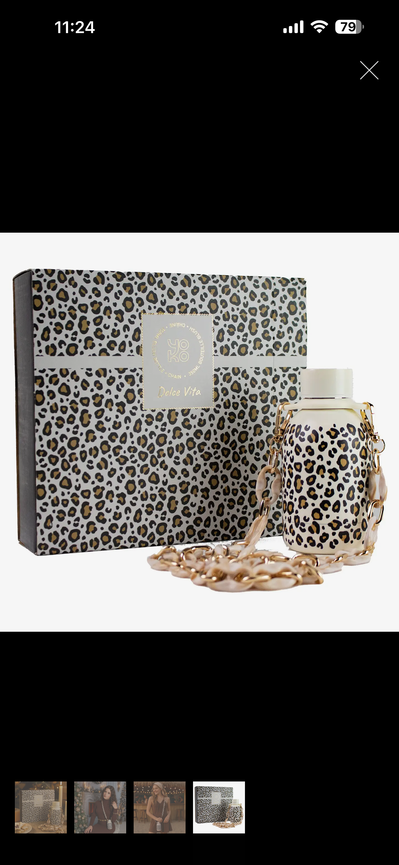 Yoko - Ισοθερμικό Μπουκάλι Leopard Blush 350ml με Διακοσμητική Αλυσίδα Gift Box