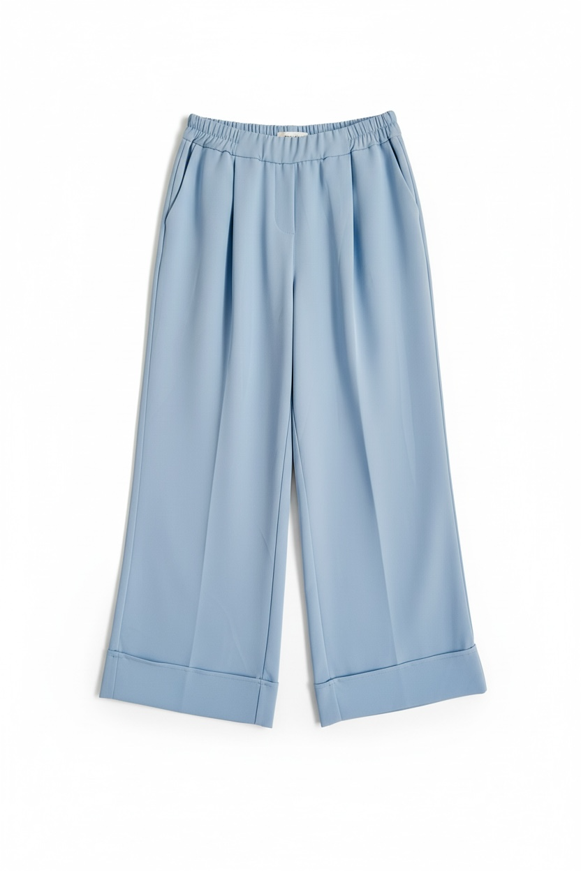 Charizma - Oversized γαλάζιο παντελόνι με λάστιχο στη μέση & ρεβέρ