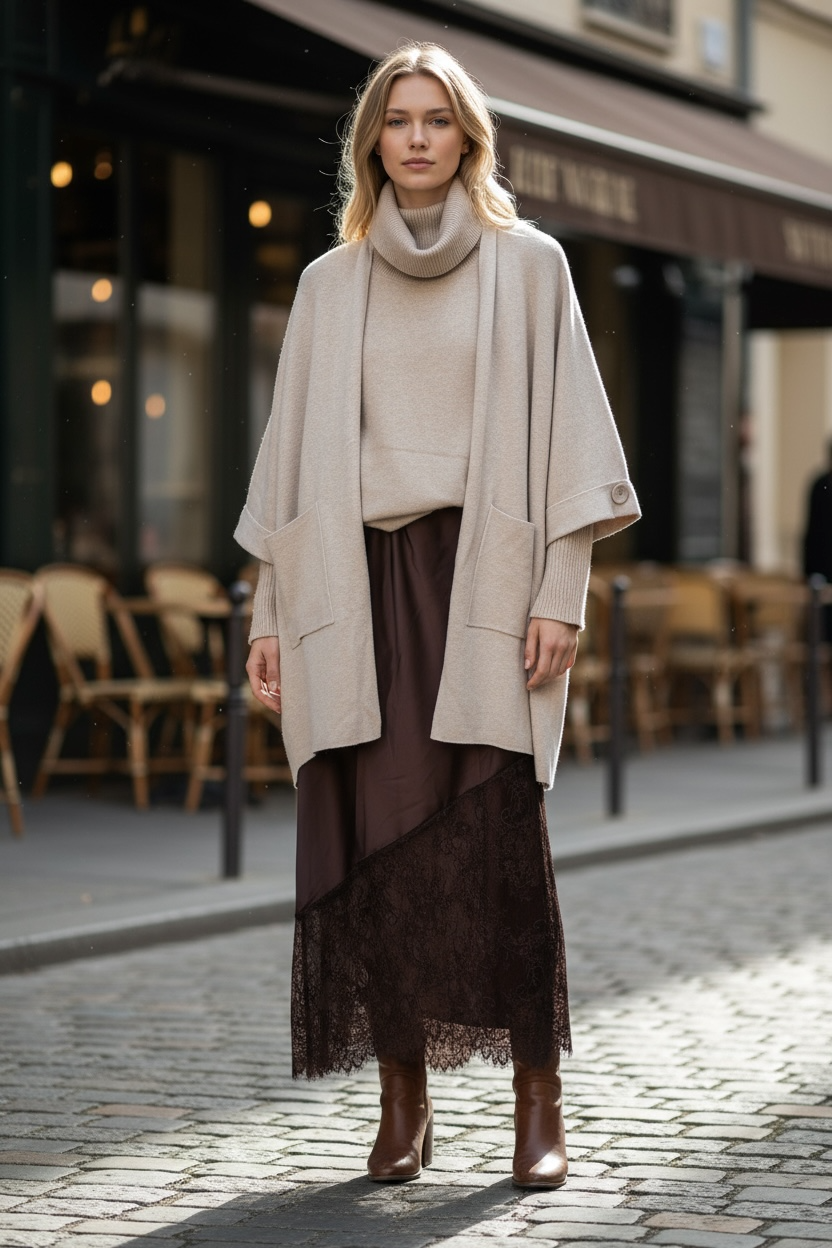 Charizma - Πλεκτή Μακριά Ζακέτα Με Κοντά Μανίκια Και Τσέπες