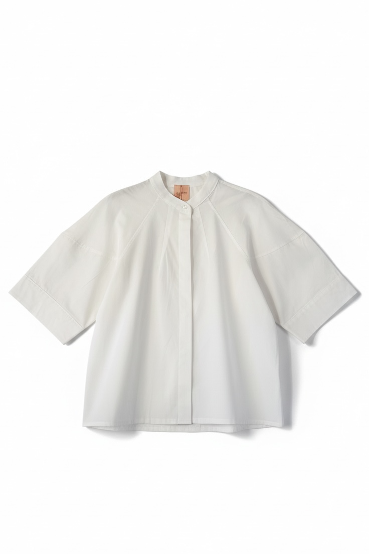 Zeta Otto - Λευκό βαμβακερό πουκάμισο με γιακά mao & Α γραμμή