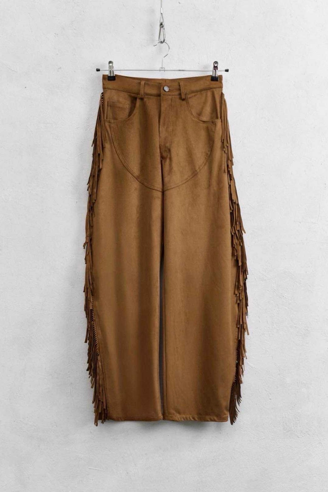 Lumina - Φαρδιά Παντελόνα Cowboy με Κρόσσια & Τσέπες Καμηλό