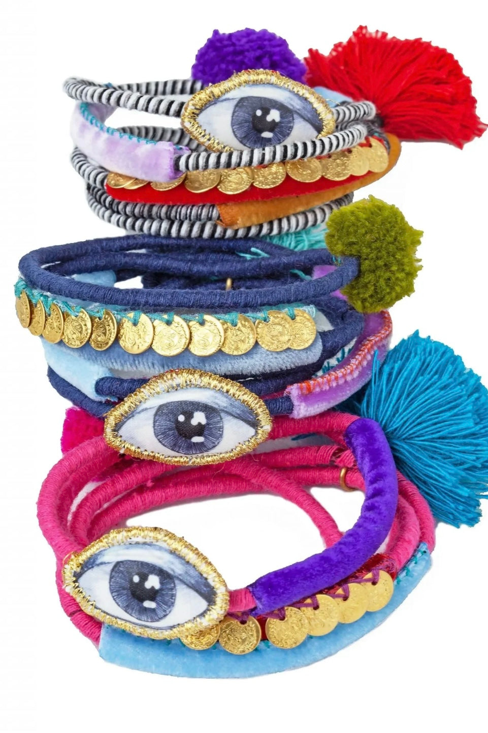 Nefeli Karyofylli - Κολίε Μάτι με Βελούδο, Φλουριά & Φούντα