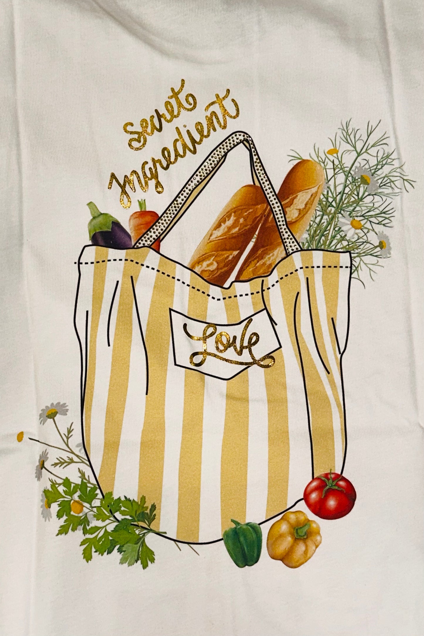 Unitee - Λευκό Μακό T-Shirt με Στάμπα «Bag & Baguette»