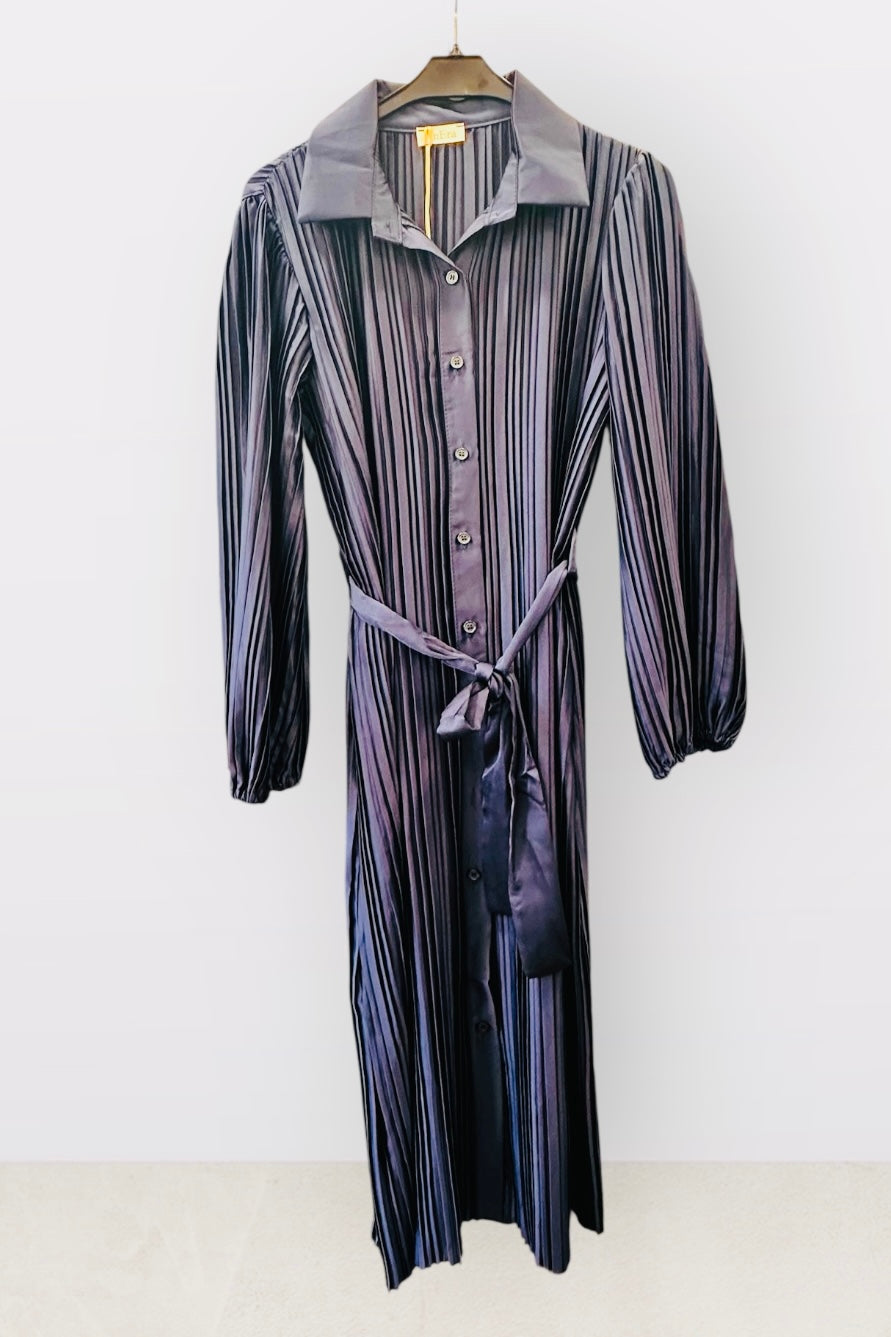 Charizma - Πλισέ Φόρεμα με Κουμπιά & Ζώνη Silky Touch