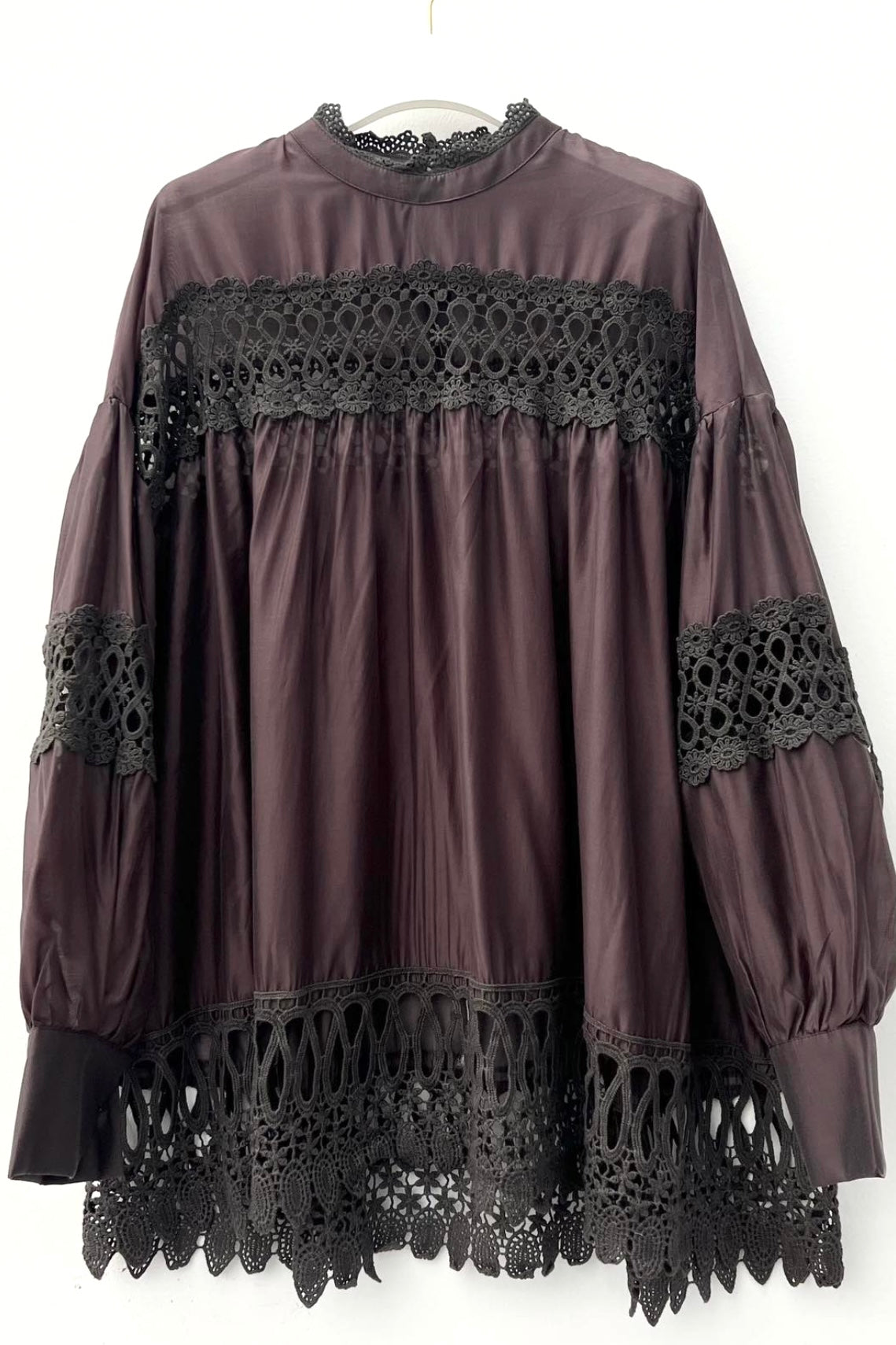 Μπλούζα - Πουκάμισο Καφέ Με Δαντέλα