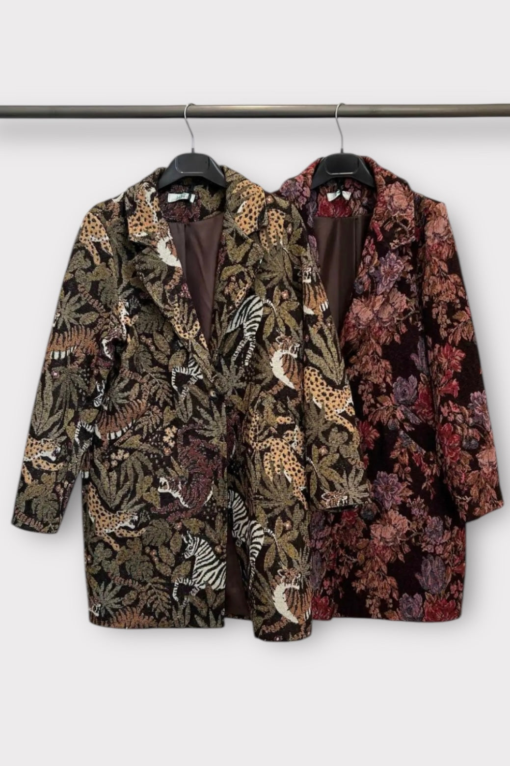 Charizma - Statement Πανωφόρι Μπροκαρ με Ανάγλυφα Μοτίβα & 3/4 Μανίκια Λουλούδια