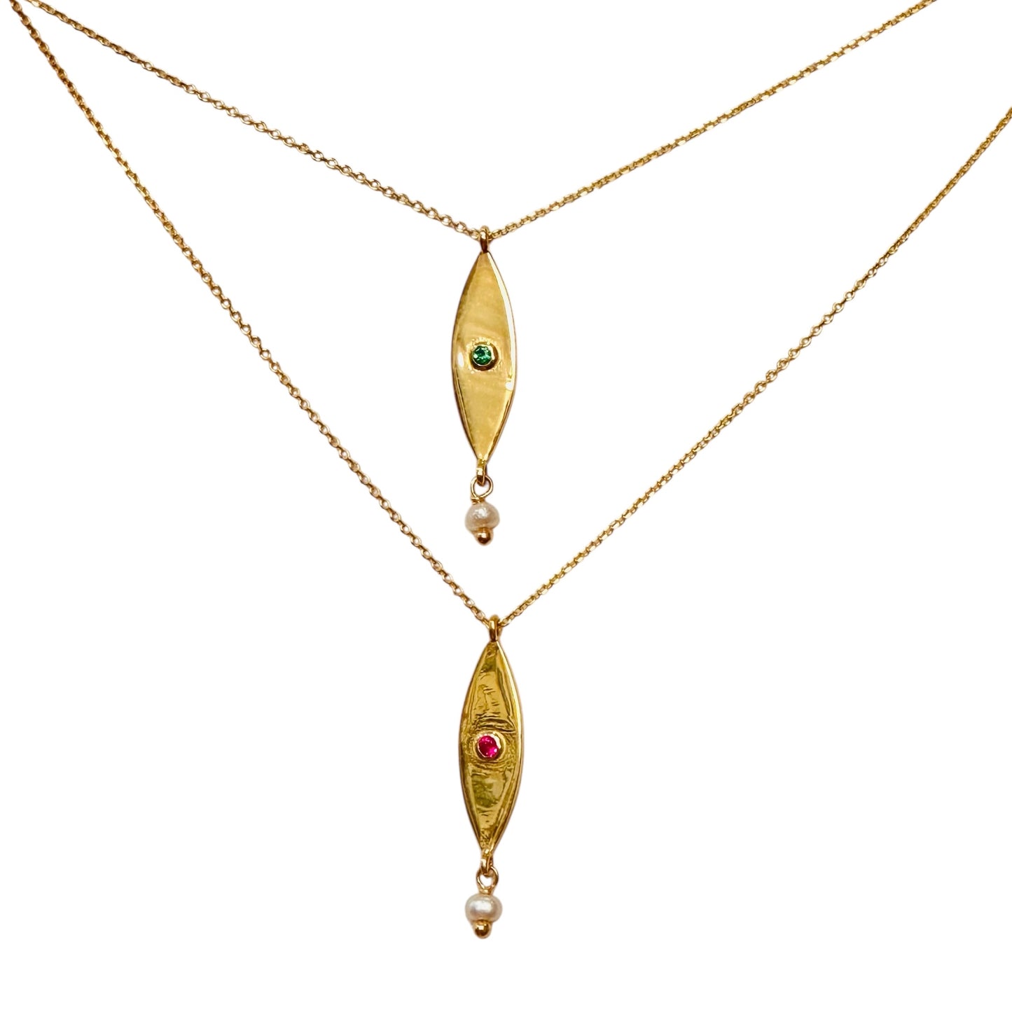 Dora Syrrou - Κολιέ Μοτίφ Επίχρυσο “Eye” με Μαργαριτάρι κ Αχάτη