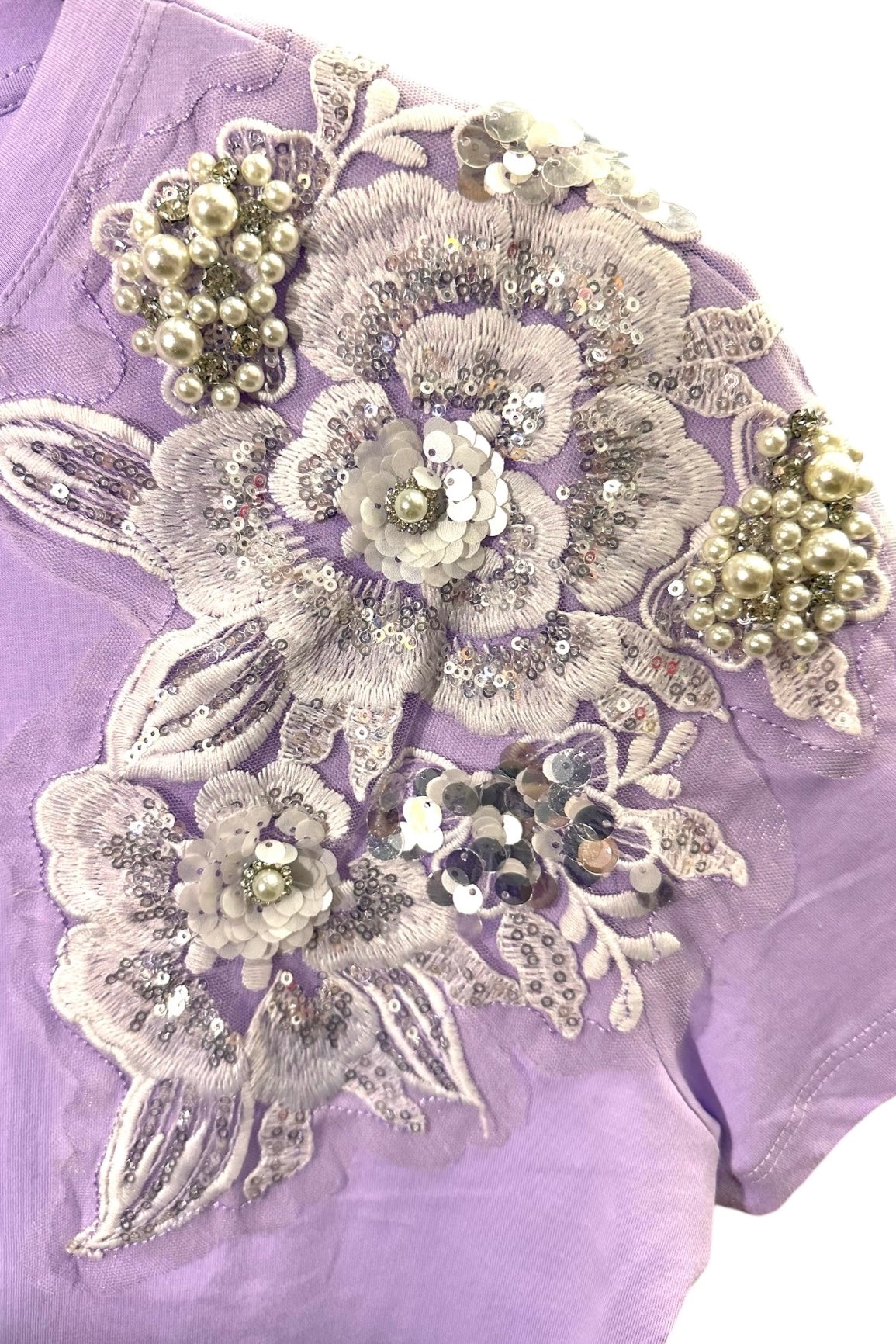 Charizma Μπλούζα T-shirt Κέντημα Στρας Λιλά