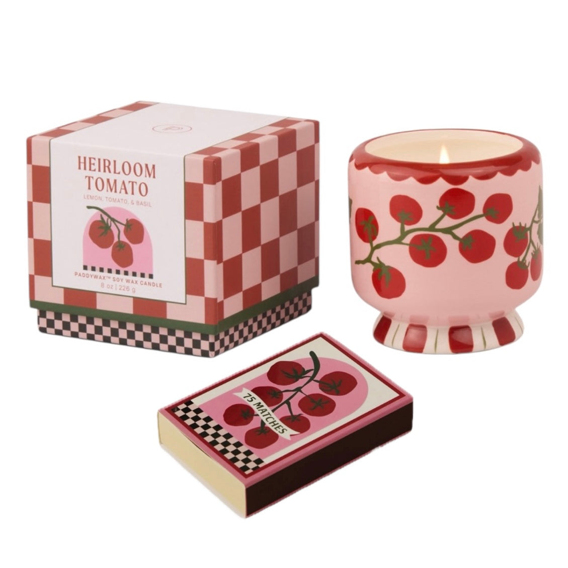 Paddywax A Dopo Heirloom Tomato - Κεραμικό κερί σόγιας, Tomato Vine 226gr & Σπίρτα 75 τεμ