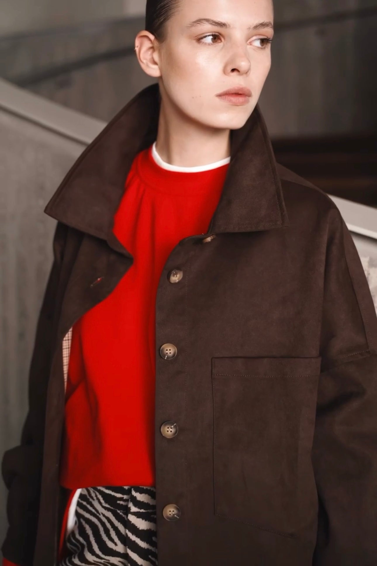 Lumina - Τζάκετ Τύπου Σουέτ Σκούρο Καφέ