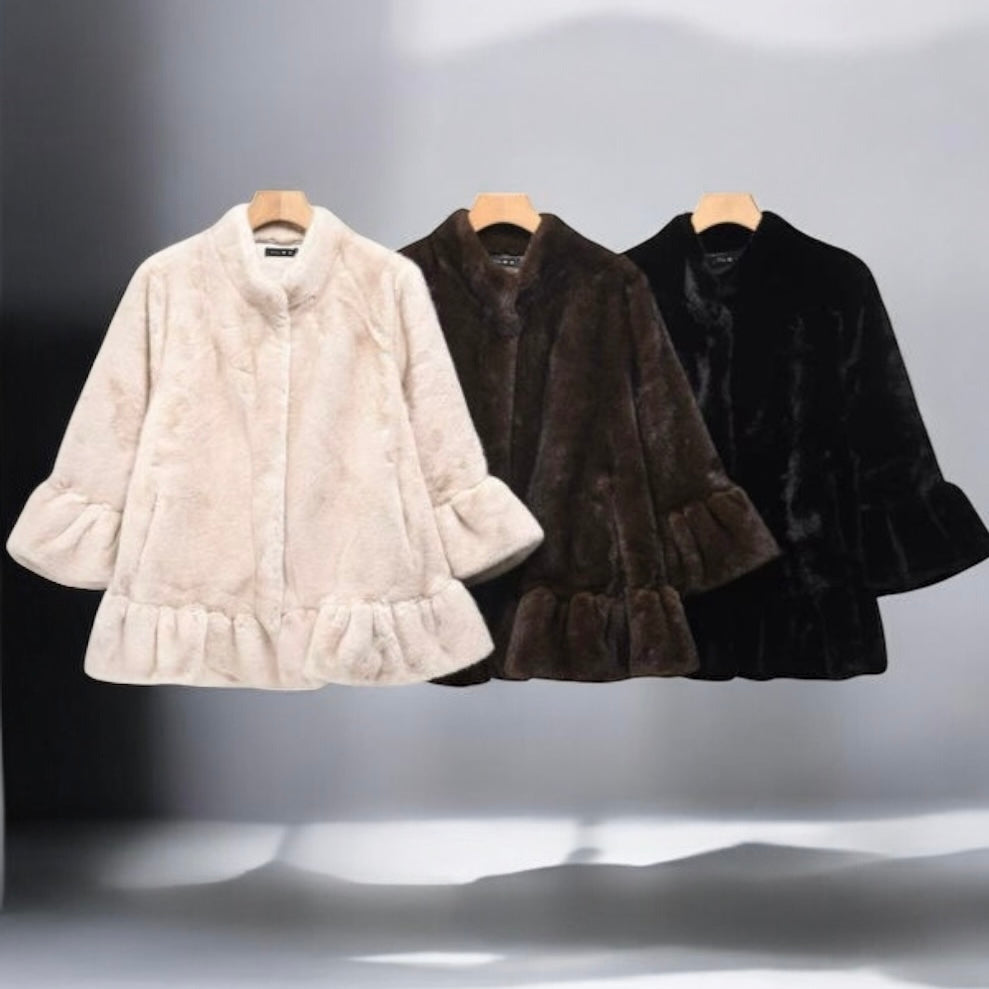 Charizma - Συνθετική Γούνα με Βολάν Μαύρη