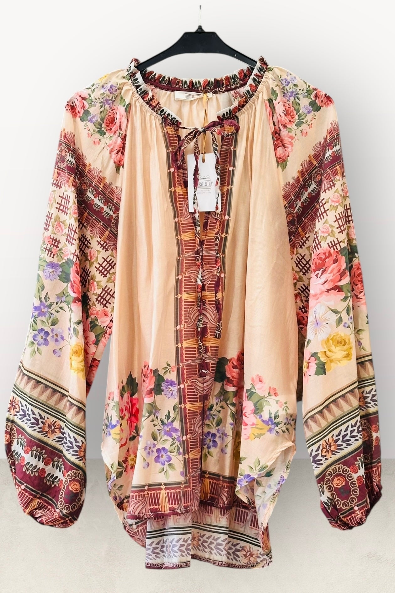 Charizma - Πουκαμίσα Με Λουλούδια Και Δέσιμο Στον Λαιμό