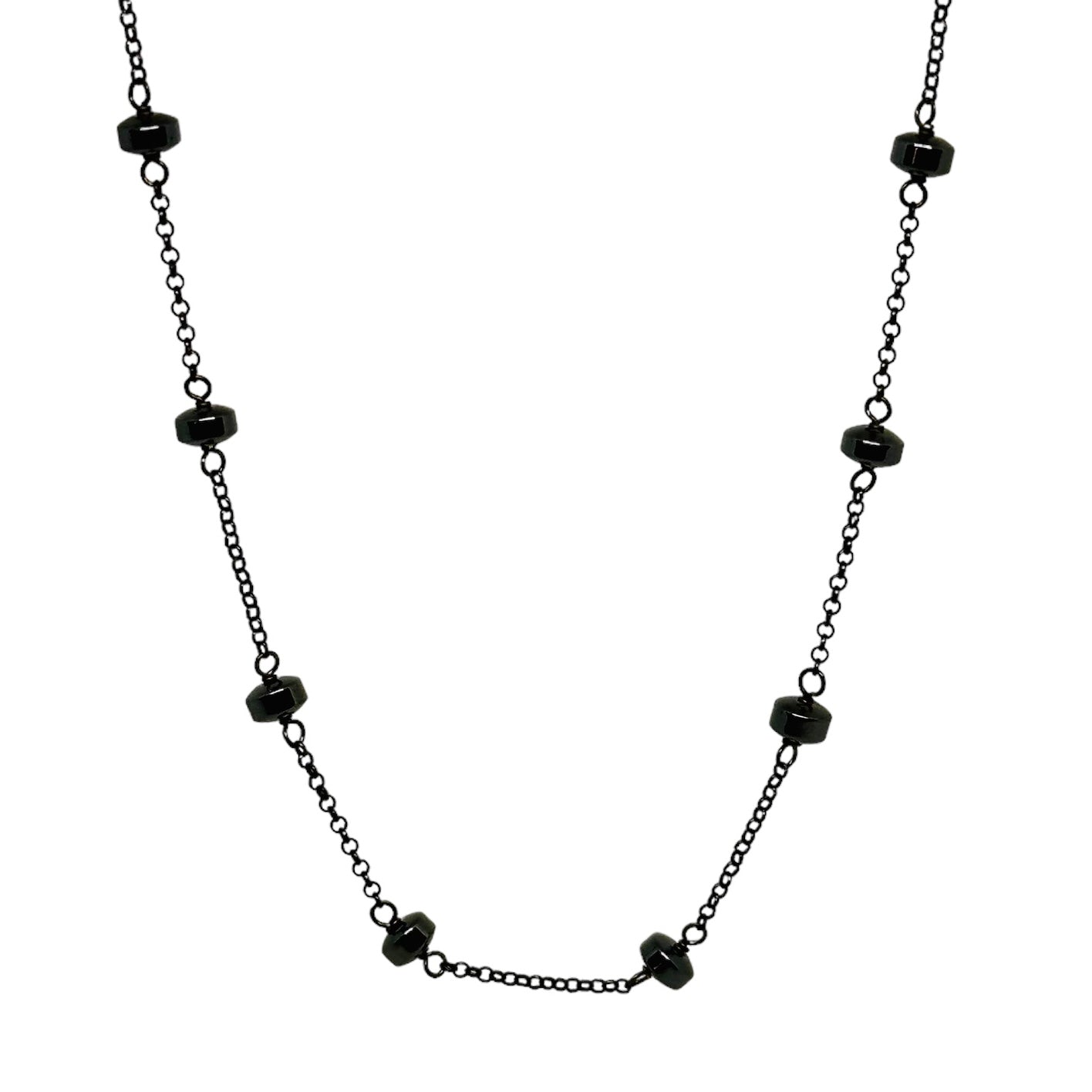 Dora Syrrou - Κολιέ Με Αιματίτη σε Μαύρο Πλατίνωμα