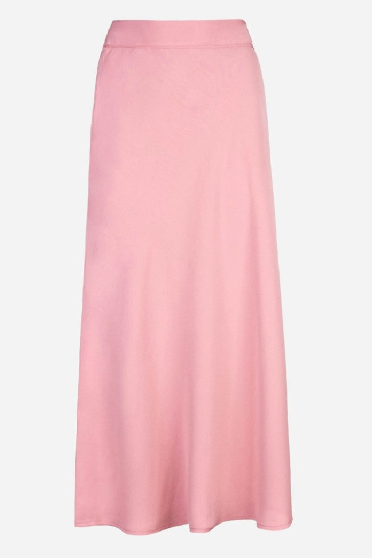 An'ge Galvy - Ροζ Midi Φούστα με Εφέ Μεταξιού & Α Γραμμή