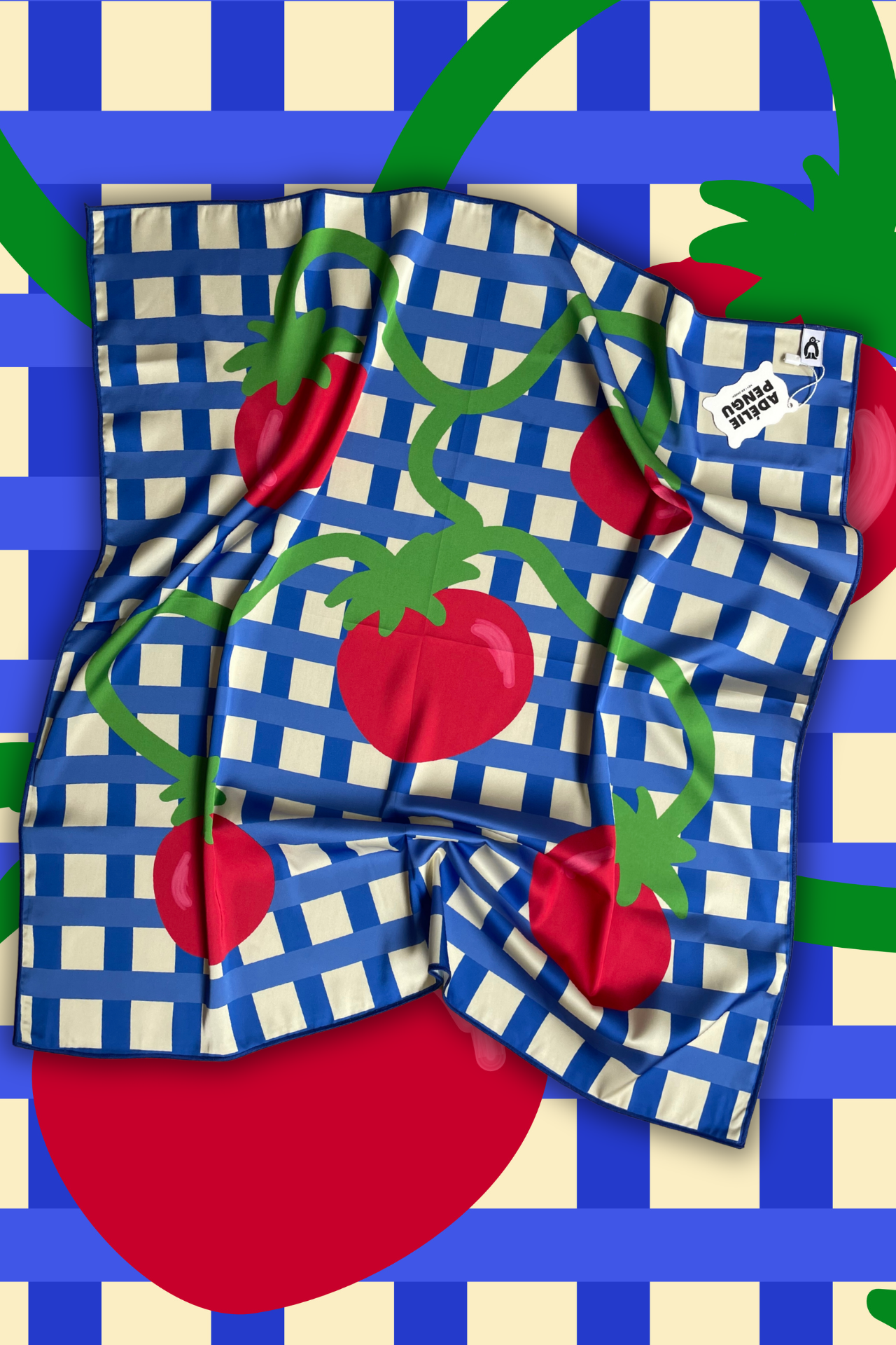 Adelie Pengu - Raul Scarf Σατέν Μαντήλι Summer Tomatoes 65x65cm