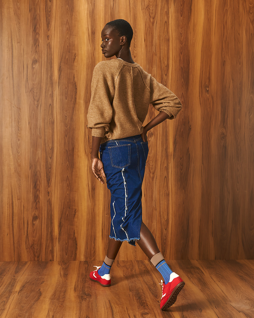 Tailor Made - Πλεκτό Πουλόβερ Camel Raglan με Πατιλέτα Κουμπιών