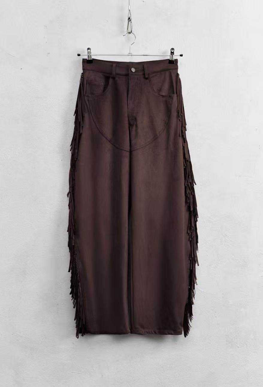 Lumina - Φαρδιά Παντελόνα Cowboy με Κρόσσια & Τσέπες Καφέ