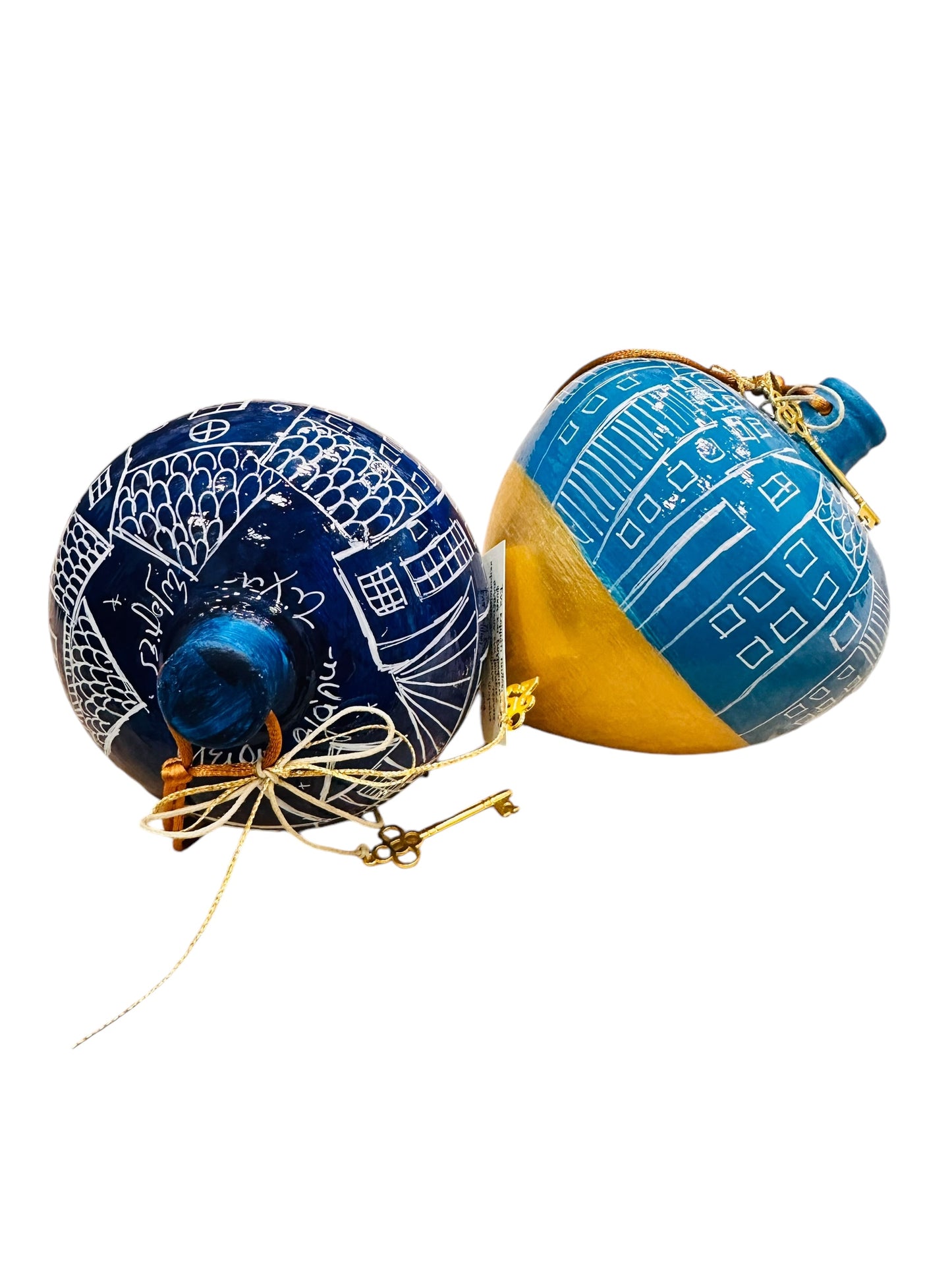 Ψαρόνι - Κεραμική Σβούρα Γούρι Μεγάλη Σπιτάκια Γαλάζια