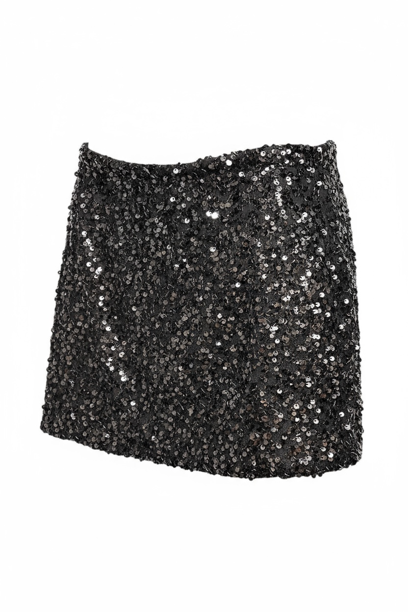 Charizma - Φούστα Μίνι με Λάστιχο στη Μέση & Παγιέτες Μαύρη