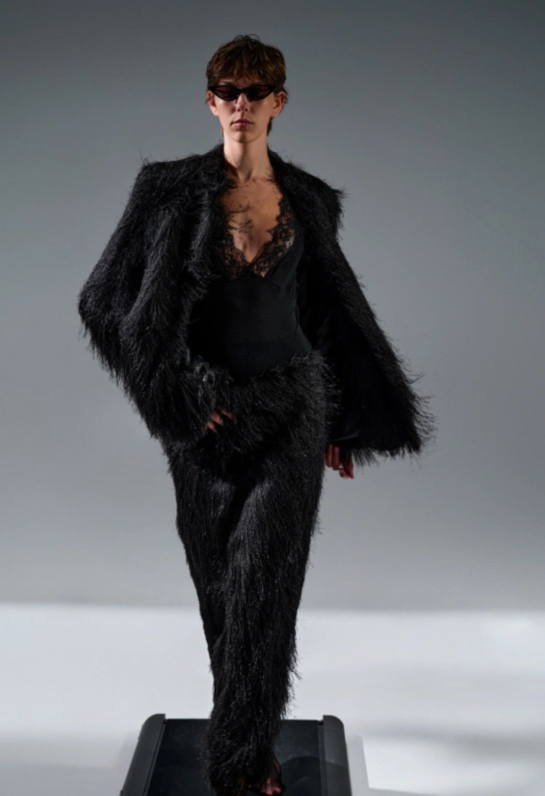 Lumina - Μαύρο Shaggy Σακάκι