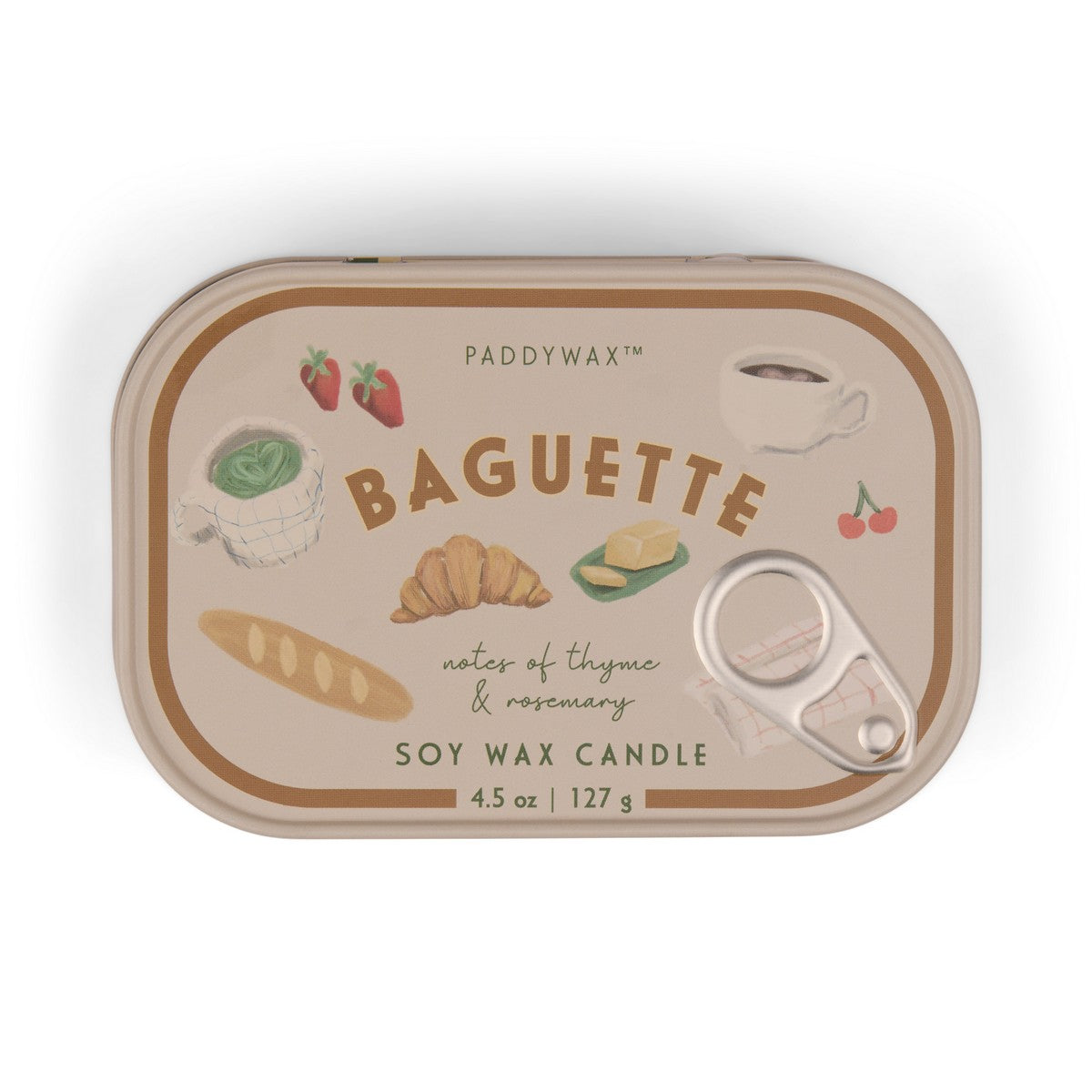 Paddywax Bistro French Baguette - Φυτικό Κερί 127gr σε μεταλλικό δοχείο-κονσέρβα Rosemary Thyme