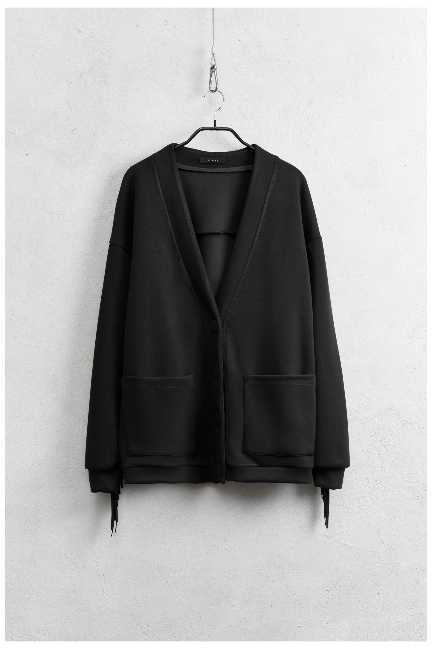 Lumina - Ζακέτα Φούτερ Cowboy με Κρόσσια & Φαρδιά Γραμμή Μαύρη