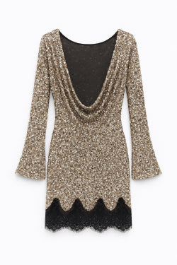 Lumina - Φόρεμα με Παγιέτες & Δαντέλα με Ανοιχτή Πλάτη