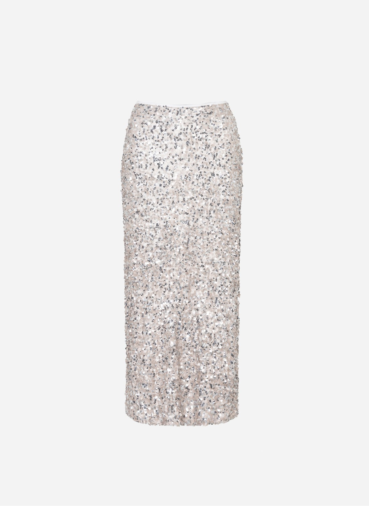 An'ge Juryly -Γυναικεία Φούστα με Πούλιες, Παγιέτες Λευκή