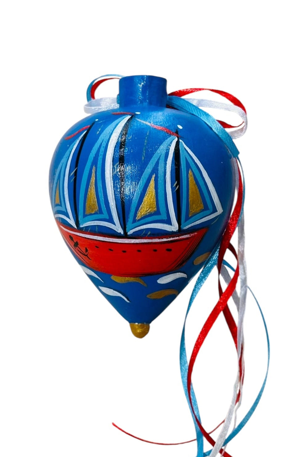 Οδυσσέας Μιχελάκος - Χειροποίητη Κεραμική Σβούρα Μικρή Ζωγραφισμένη στο Χέρι Μπλε