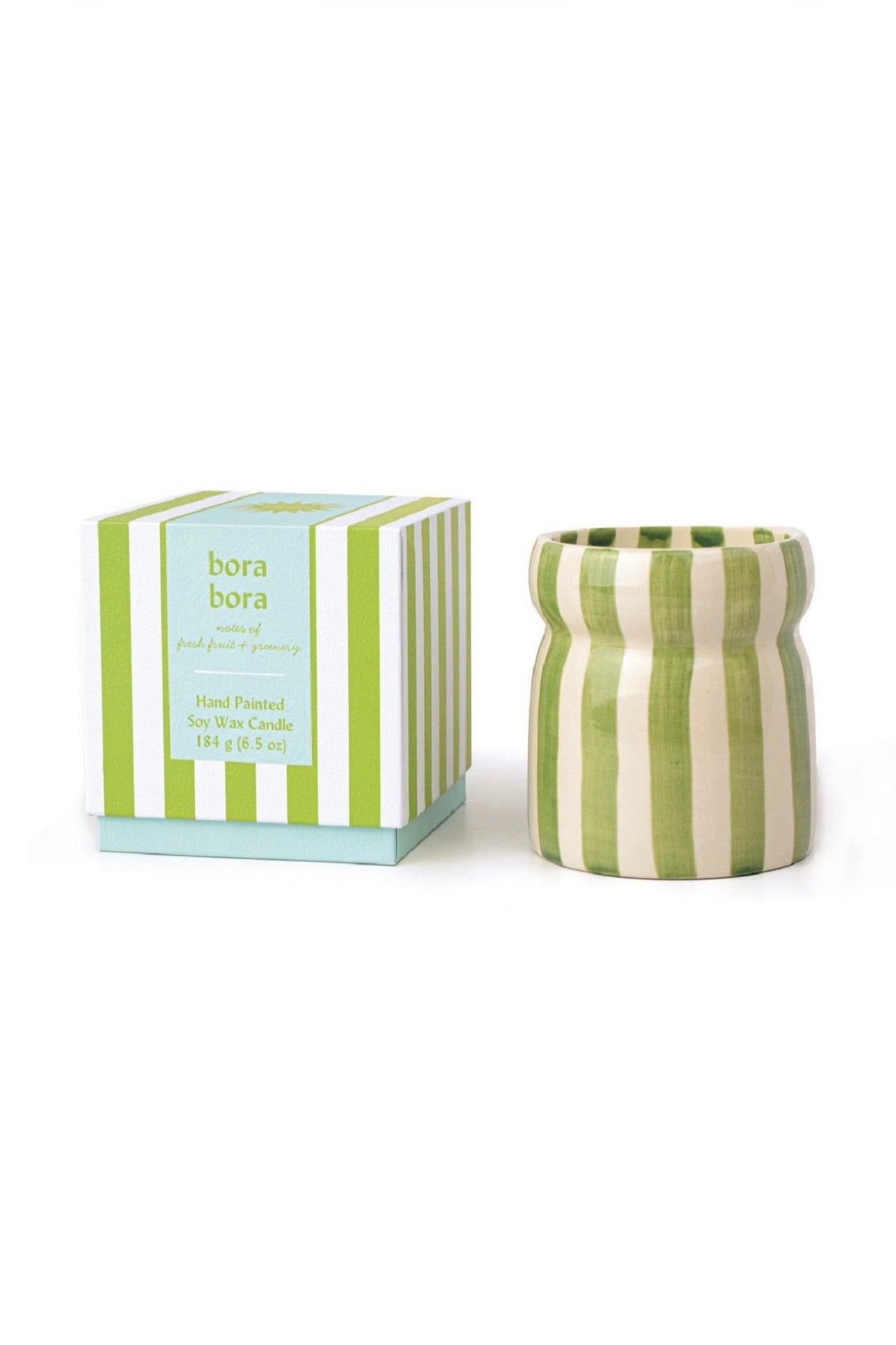 Paddywax Cabana Bora Bora - Φυτικό Κερί 184gr σε πράσινο ριγέ κεραμικό δοχείο