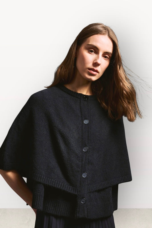 Tailor Made - Πλεκτό Πουλόβερ Κάπα Μαύρο